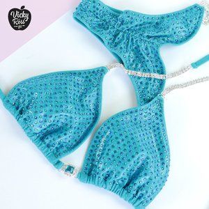 Turquoise Competition Posing Fitnss Bikini Suit